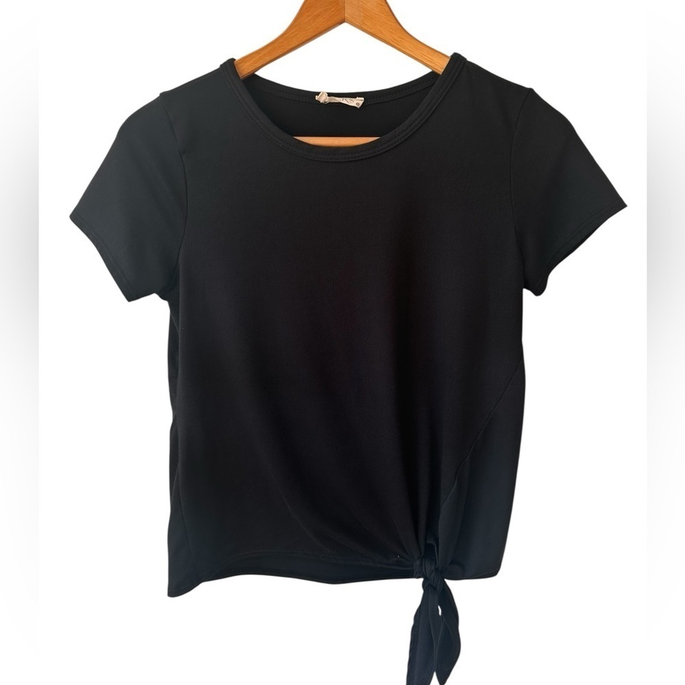 Olivia Rae Basic Side Tie Black Tee